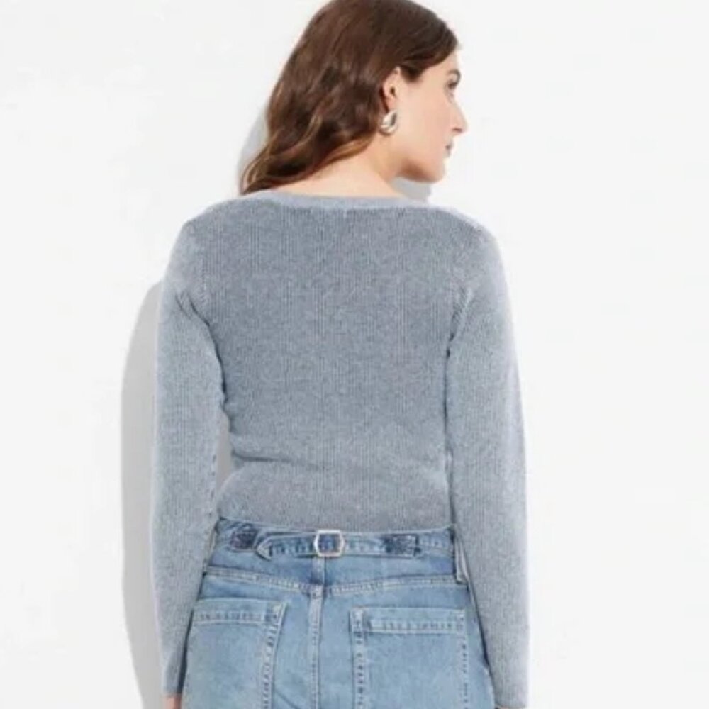 Women's Zip-Front Sweater Cardigan - Wild Fable Navy Blue/Gray XL NWT - Picture 3 of 7